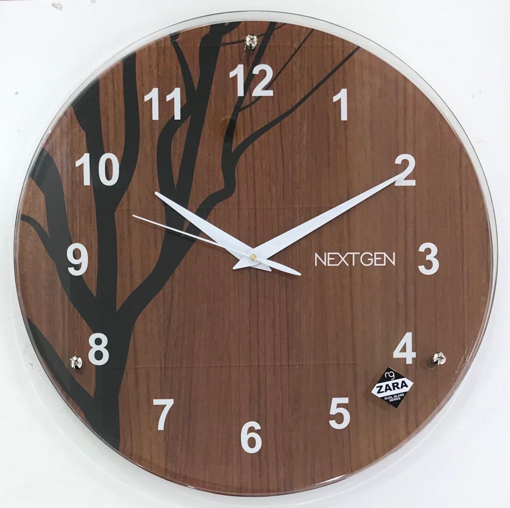 DUAL GLASS WALL CLOCK (N-01) ZARA 16 INCH