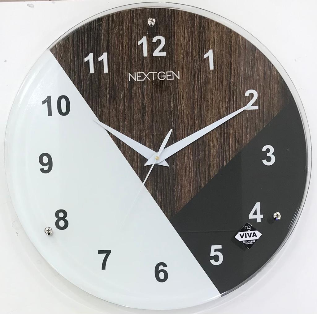 DUAL GLASS WALL CLOCK (N-01) VIVA 16 INCH