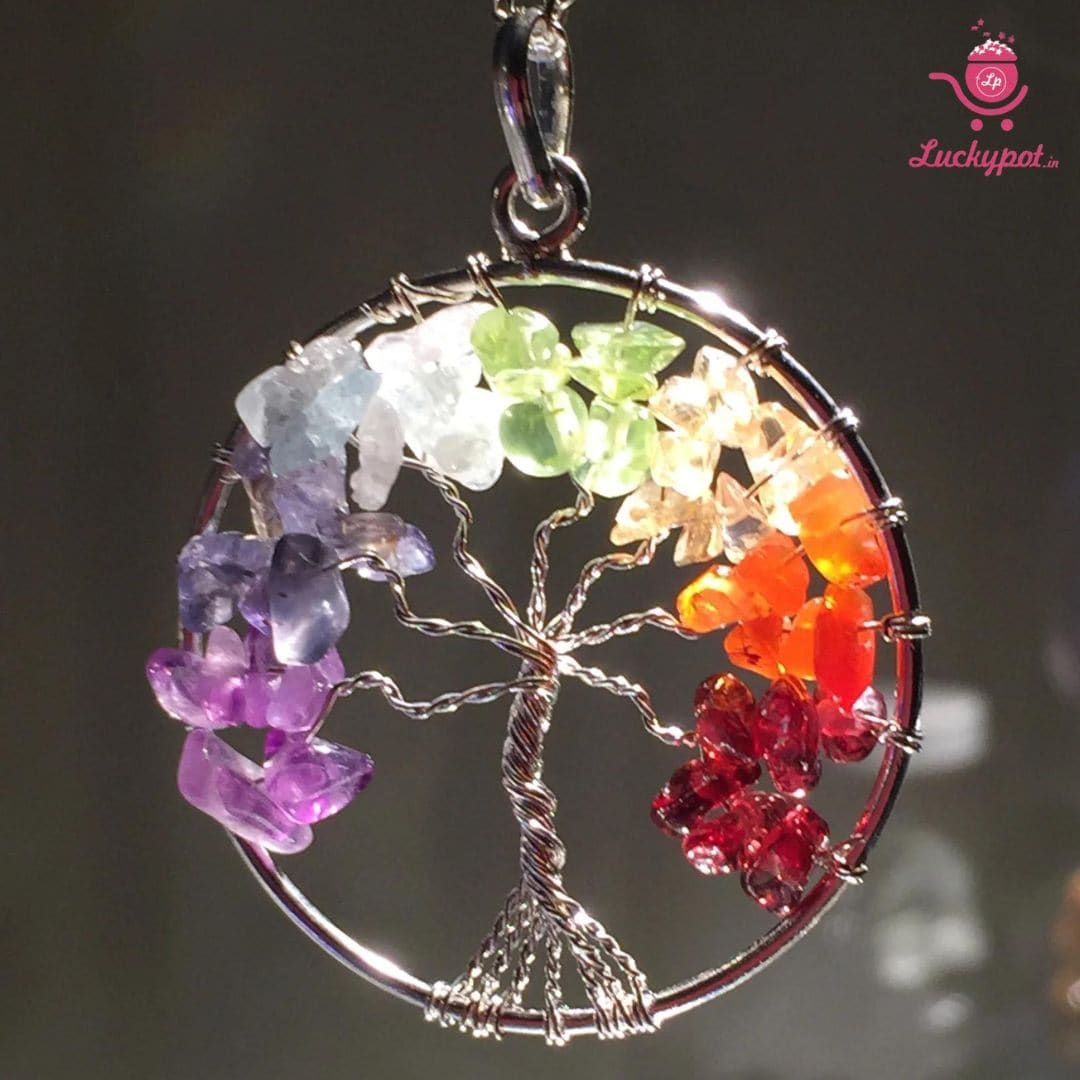 Tree of Life Chakra Pendant - Polished Crystals for each of your chakras -  wear to maintain your spiritual balance - Chakra Palace