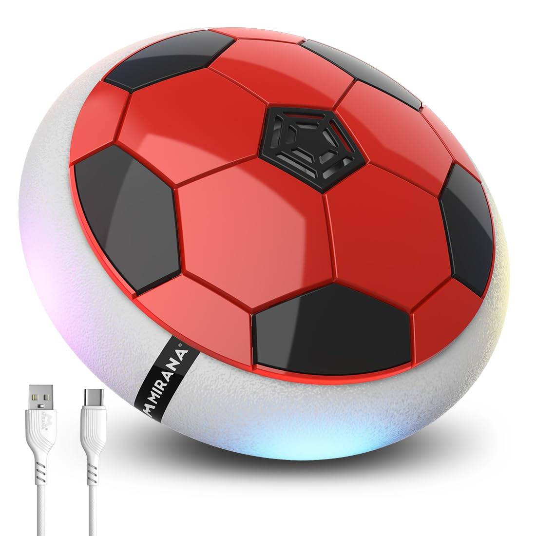 Mirana C Type USB Rechargeable Hover Football Indoor Floating Hoverball Soccer Air Football Neon Lite Made in India Fun Toy Best Gift for Boys and Kids