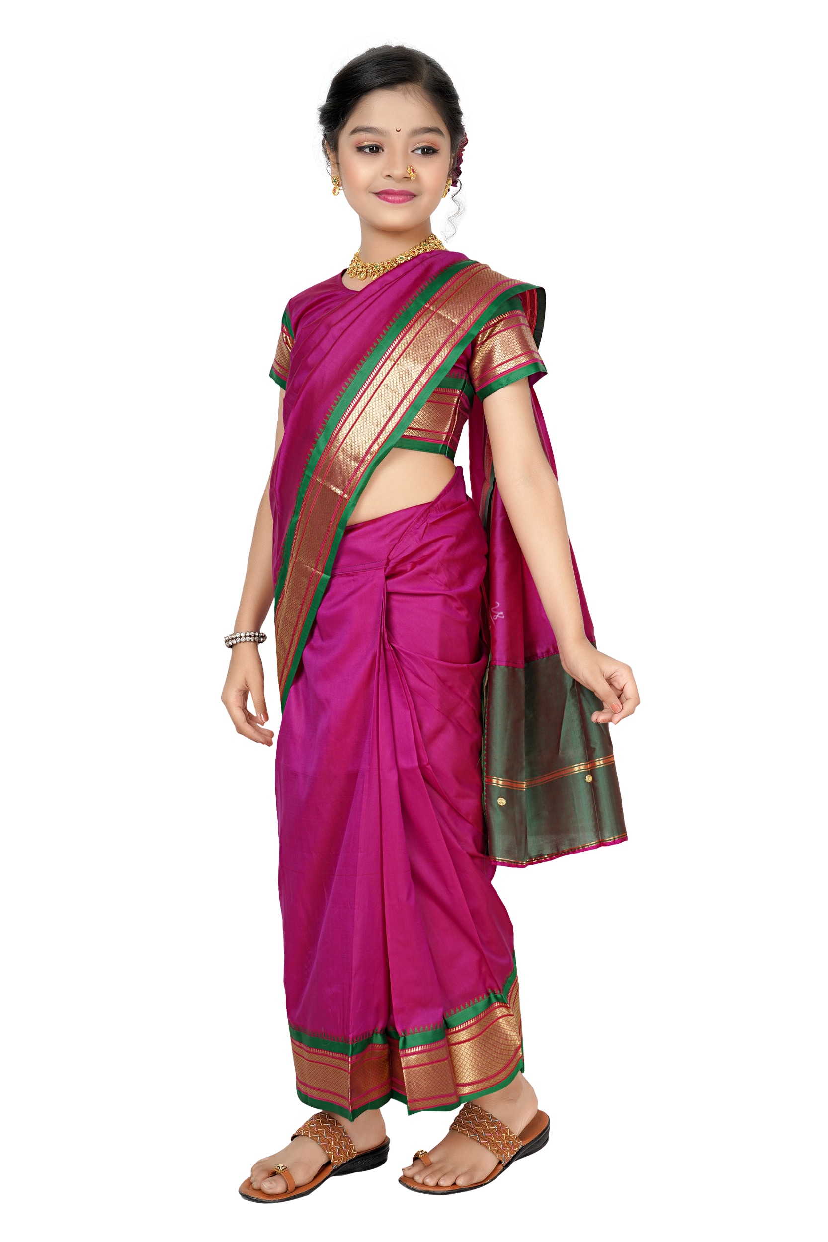 Girl K Paithani Nagmodi Nauvari Saree ( 28 , GKP 5 ) - Clothing And  Accessories - Shalgar, , Pune, Maharashtra