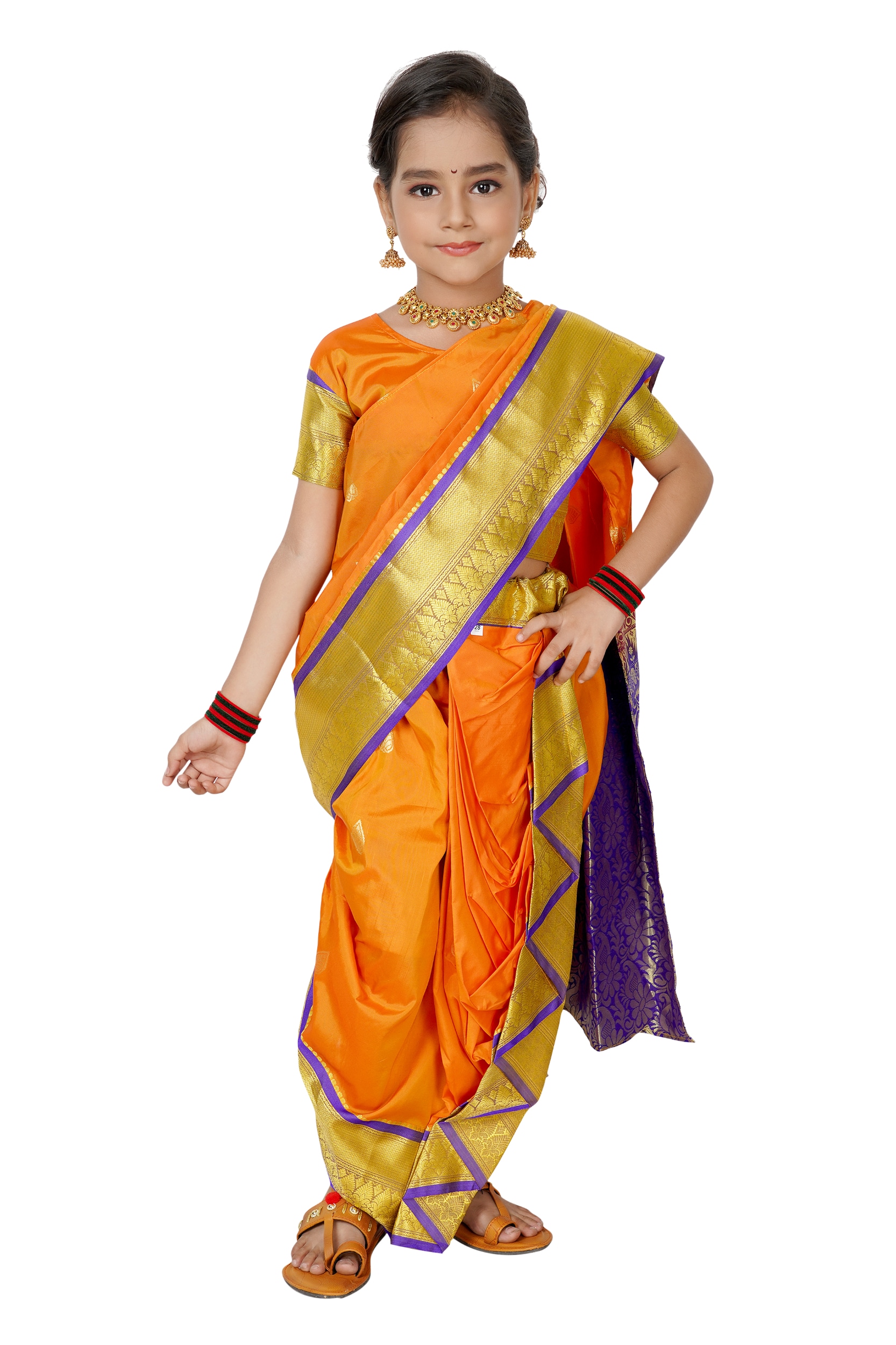 Anant Kids Nauvari Saree Red 5Y