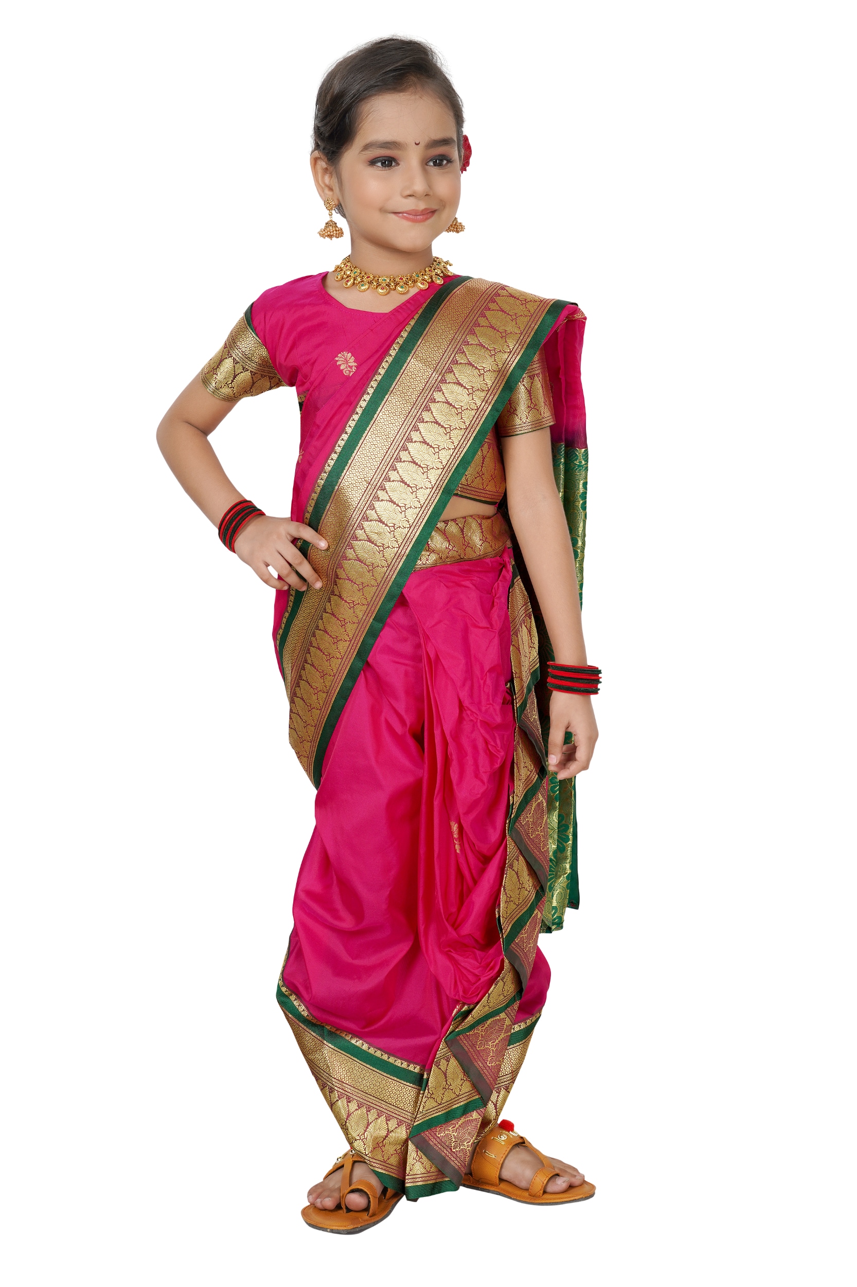 Buy Latest Designer Velvet Nauvari Saree For Girls