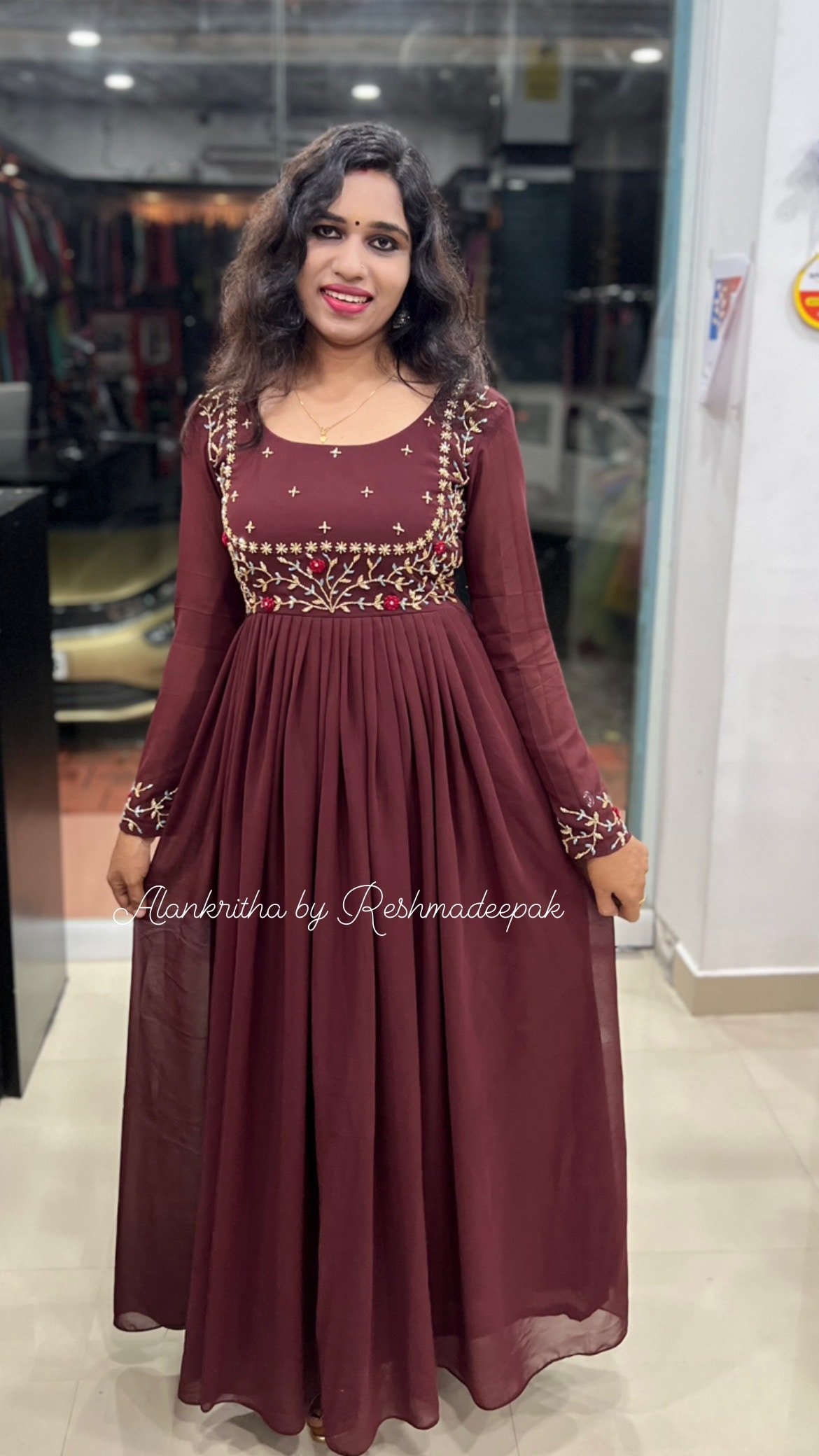 Brown Solid Dress