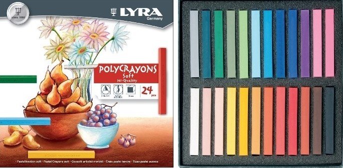 LYRA 24 Quadrelli Colore POLYCRAYONS Pastelli Soft per Disegno e Pittura 5651240 