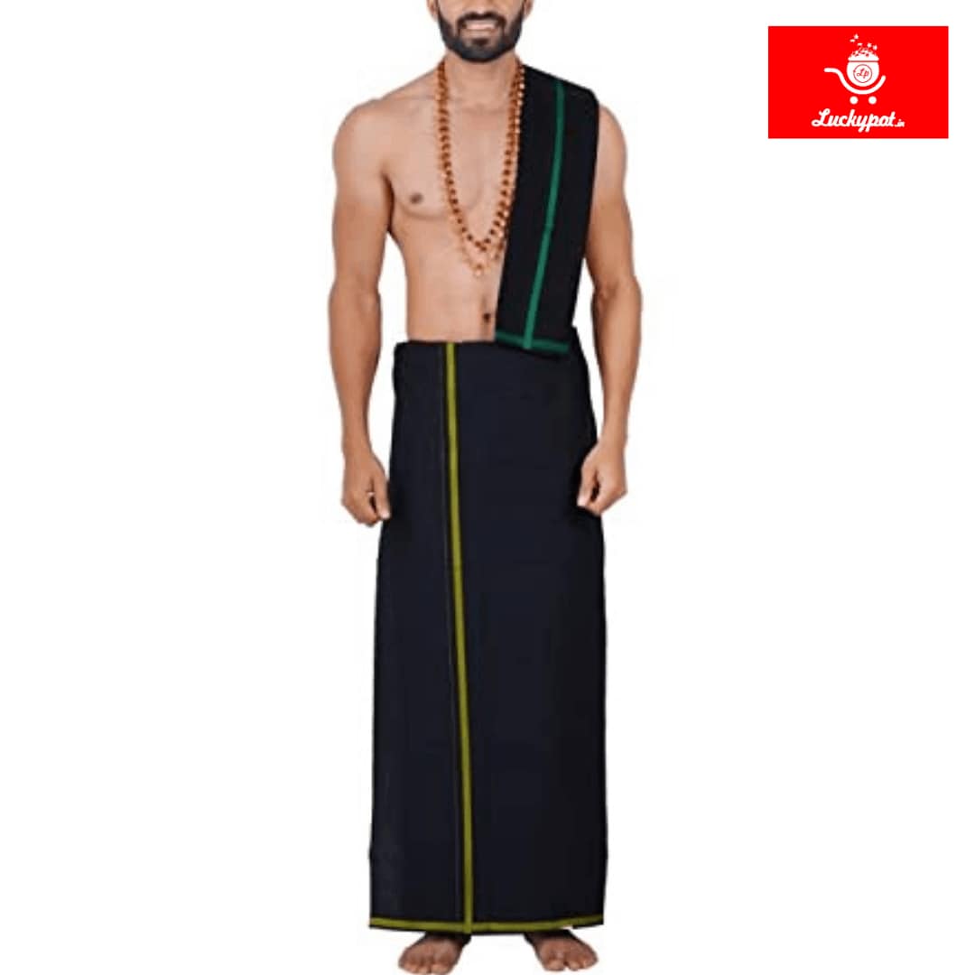 ayyappa swamy black dress Buy MINISTER WHITE Men's Full Sleeve Black Ayyappa Swamy Devotional Shirt & Assorted Border Dhoti Towel Combo Regular Fit