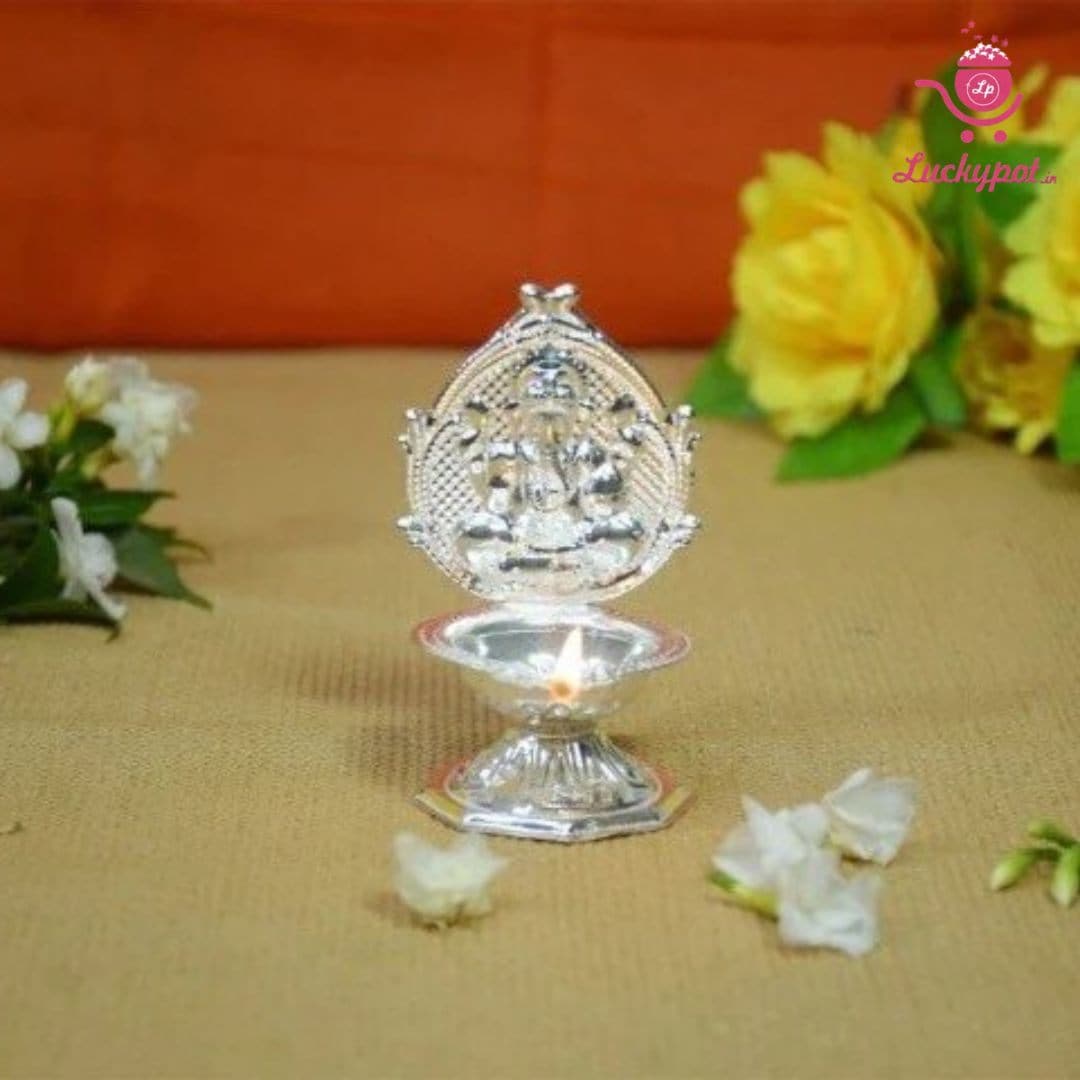 Goldgiftideas Silver Plated Ganesh Diya for Pooja, Housewarming Return Gifts,  Pooja Articles for Gift, Oil Lamp for Home,spiritual Gift Item - Etsy