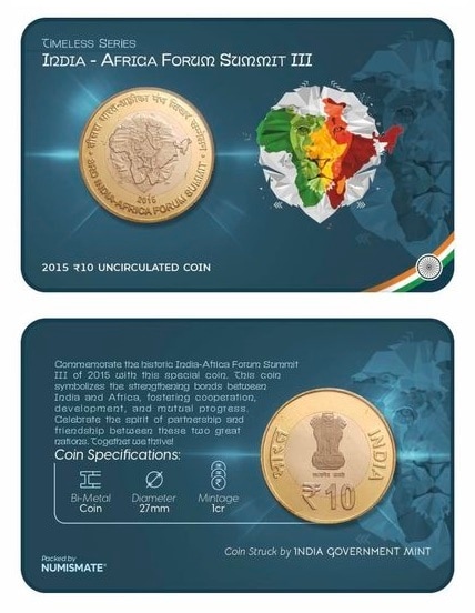 GEM UNC 10 Rupee 2015 3rd India Africa Forum Summit Republic