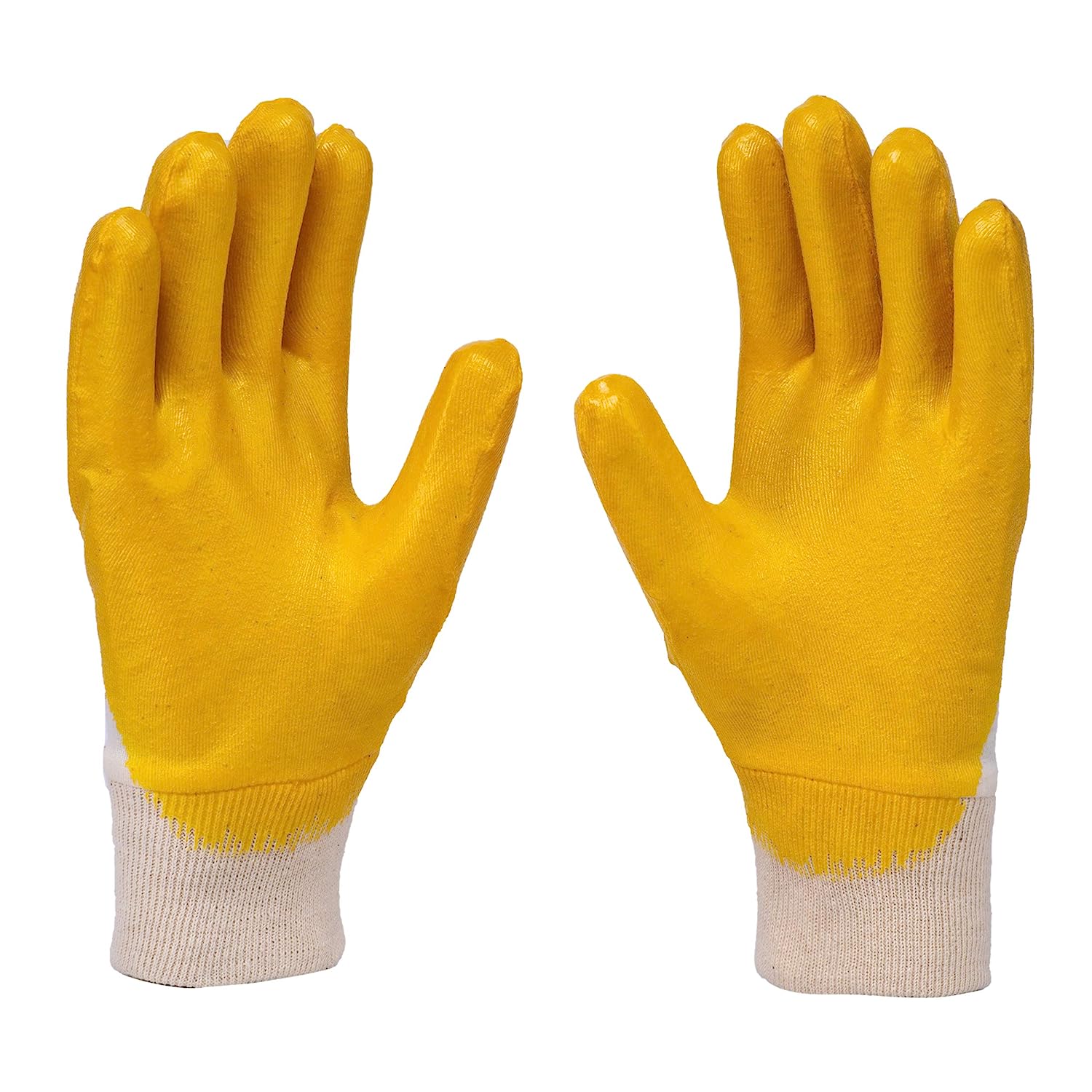Yellow and White Cotton Nitrile Glass Handling Gloves - Safety Gloves -  Safeline Solutions, Bejai, mangalore, Karnataka
