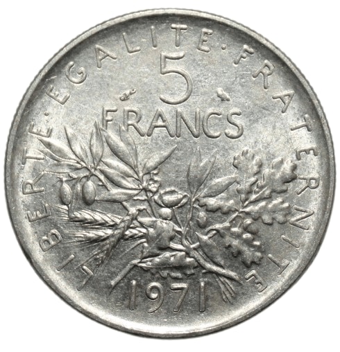 5 Francs 1971 France Collectible Rare Coin Old Coins