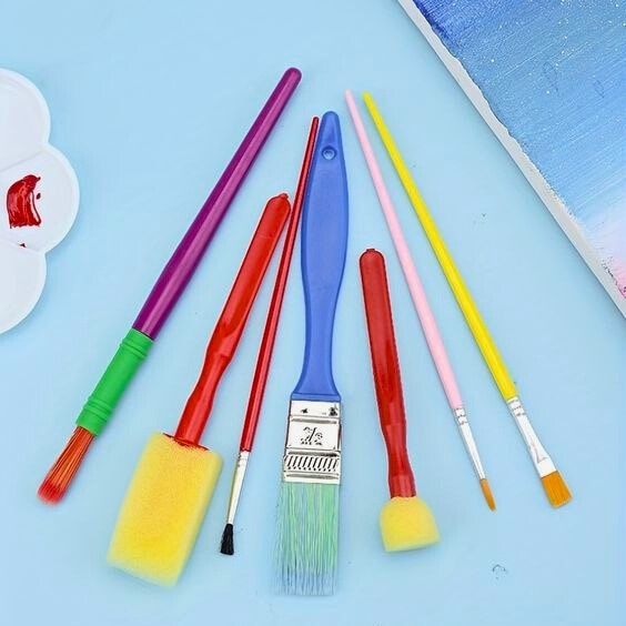 10PCS Foam Brushes Sponge Painting Brushes With Handle For Staining