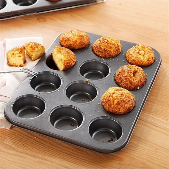 Mini Fluted Tube Cake Pan 12 Cavity/ Copper Colored Mini Fluted Bundt Cake  Pan non-stick Metal/ Deserts, Muffins, Cupcakes 