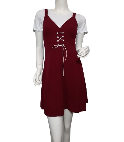 maroon pinafore