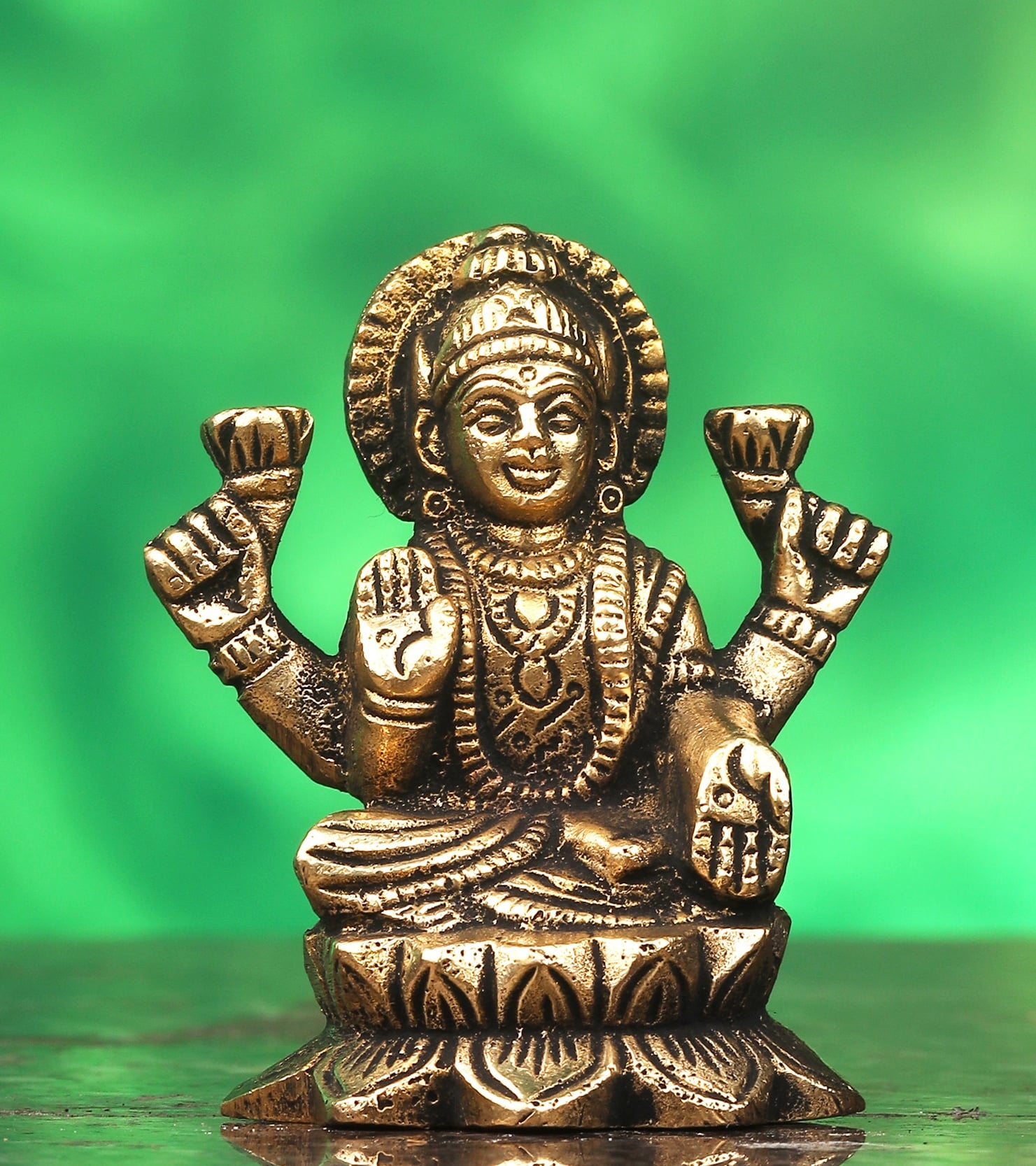 Luckypot Brass Lakshmi Idols (2.5') - Decorative Statue - LUCKYPOT