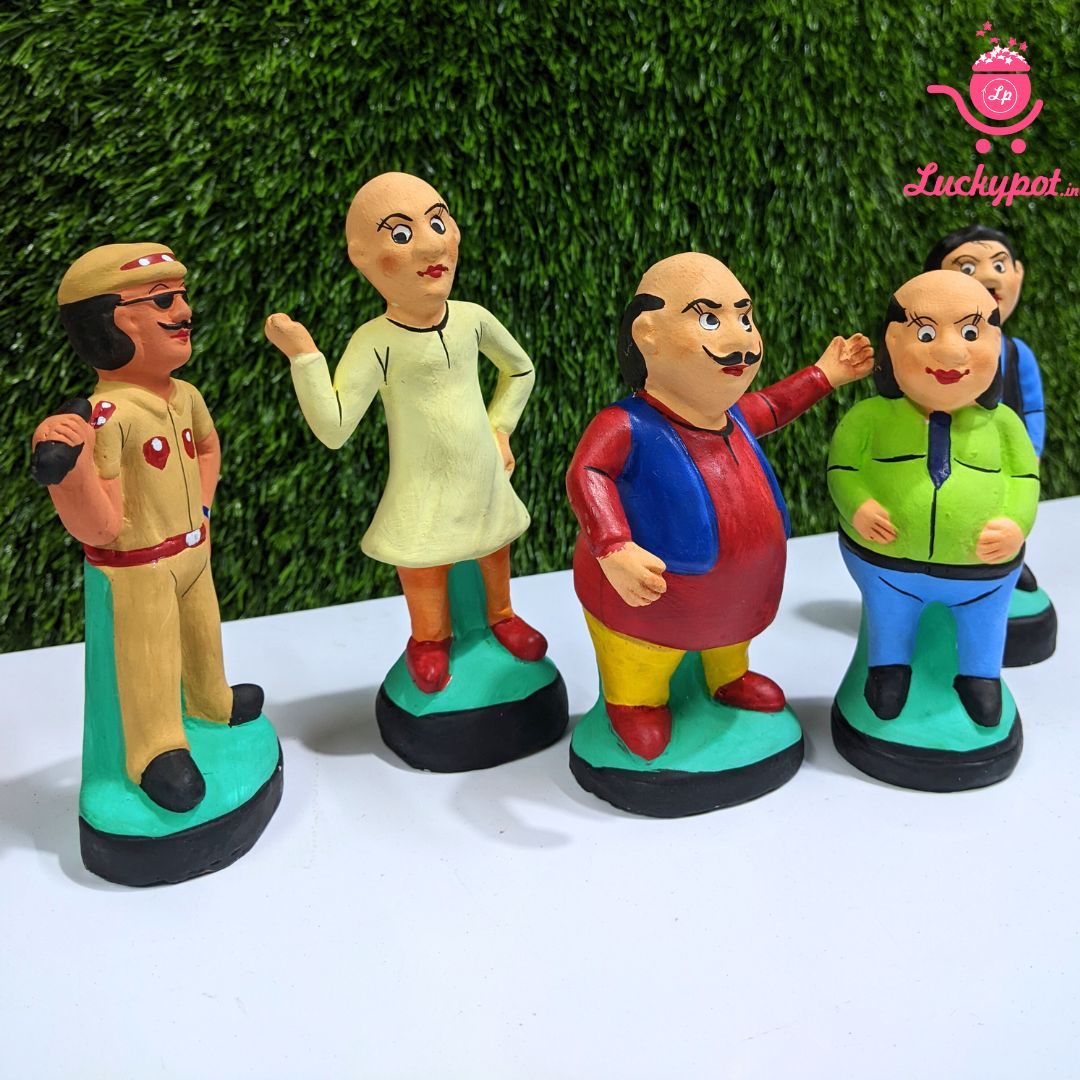 Luckypot Clay Cartoon Mottu Patlu Set For Navaratri Golu Dolls Size 7 Inch Doll LUCKYPOT Royapuram Chennai Tamil Nadu