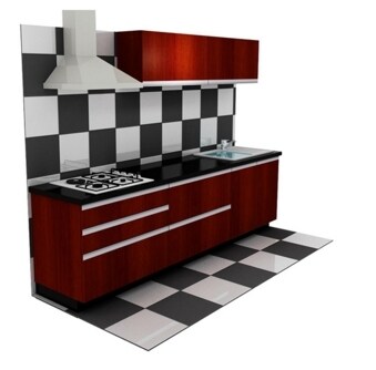 Timbor Straight Laminate Modular Kitchen 9 Ft Cherry Mk01009