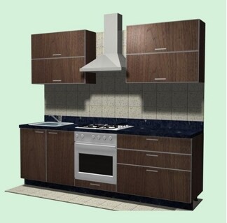 Timbor Straight Laminate Modular Kitchen 8 Ft Walnut Mk01007