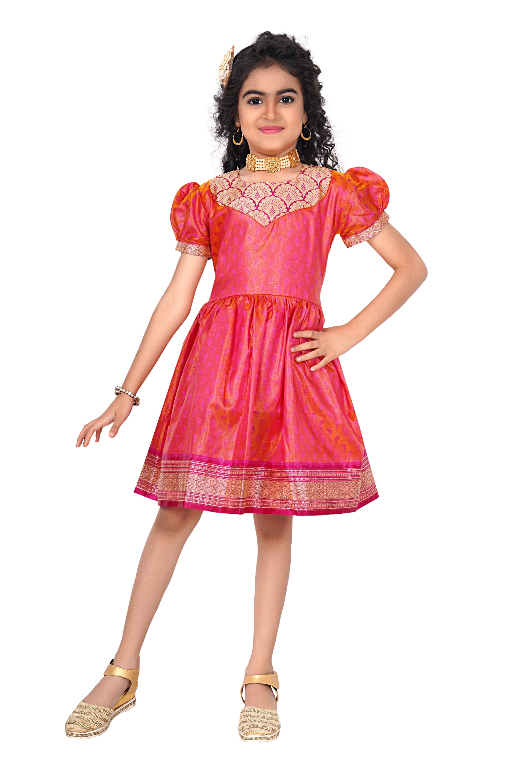 Girl Jaya Banaras Frock ( 14 , GJB 7 ) - Clothing And Accessories -  Shalgar, , Pune, Maharashtra