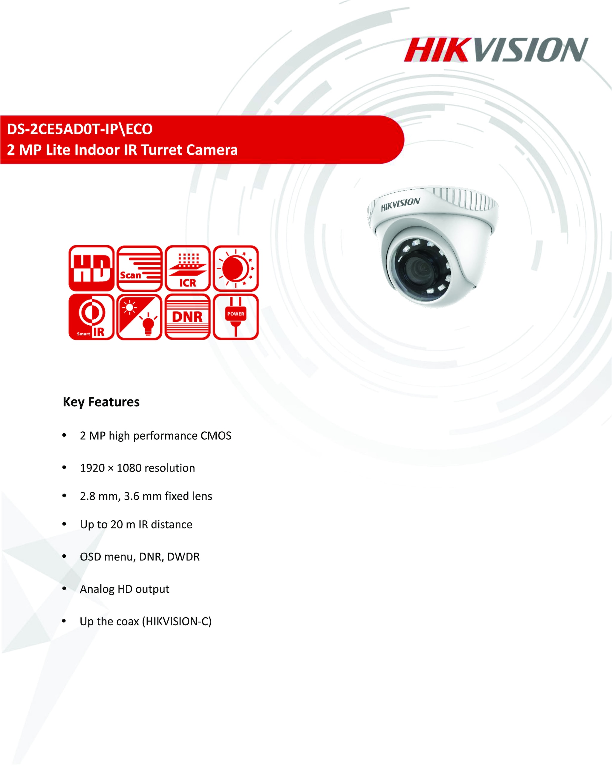 Hikvision 2mp sales eco dome camera