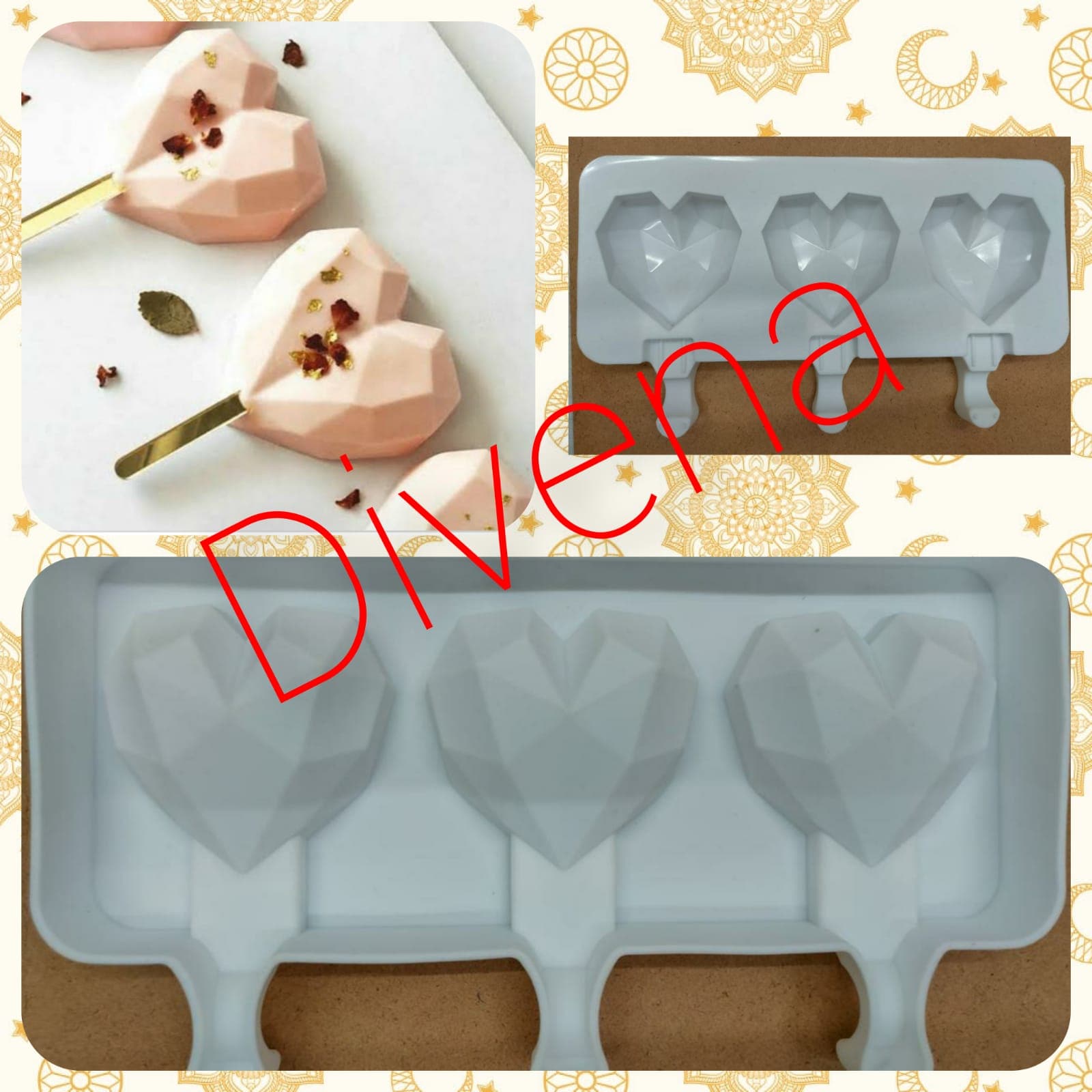 DIAMOND CAKESICLE MOLD 4 Cavity, Popsicle Mold, Baking Mold