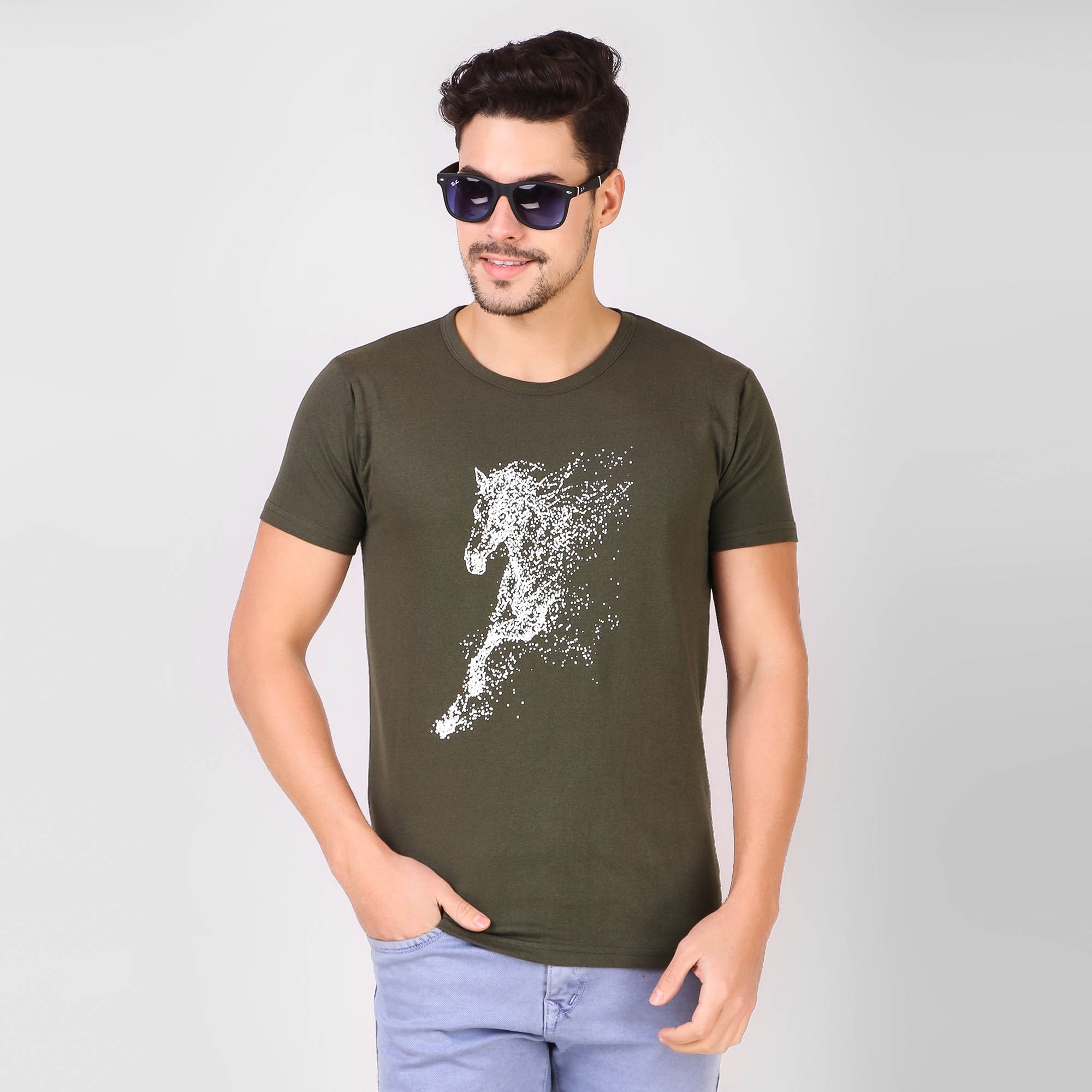 Buy Men's Honey Comb Self Design Olive Shirt Online | SNITCH