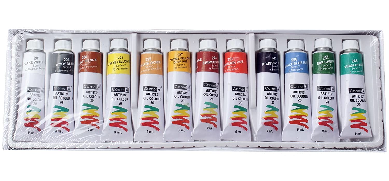 Camel Camlin Artist's Oil Color Box 9ml Tubes, 12 Shades