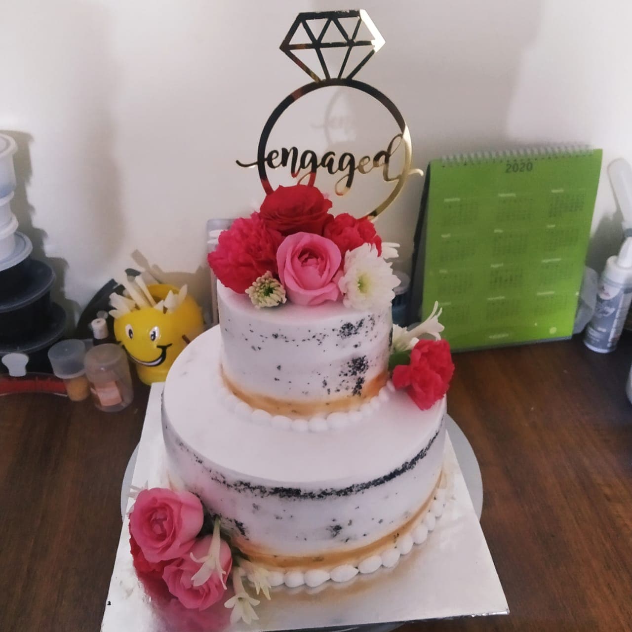 Elegant Engagement Cake | 2 Tier Engagement Cake | Order Custom Cakes in  Bangalore – Liliyum Patisserie & Cafe
