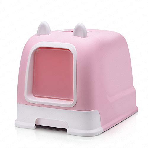 Pets Empire Pink Fully Enclosed Cat Litter Box Deodorant AntiSplash