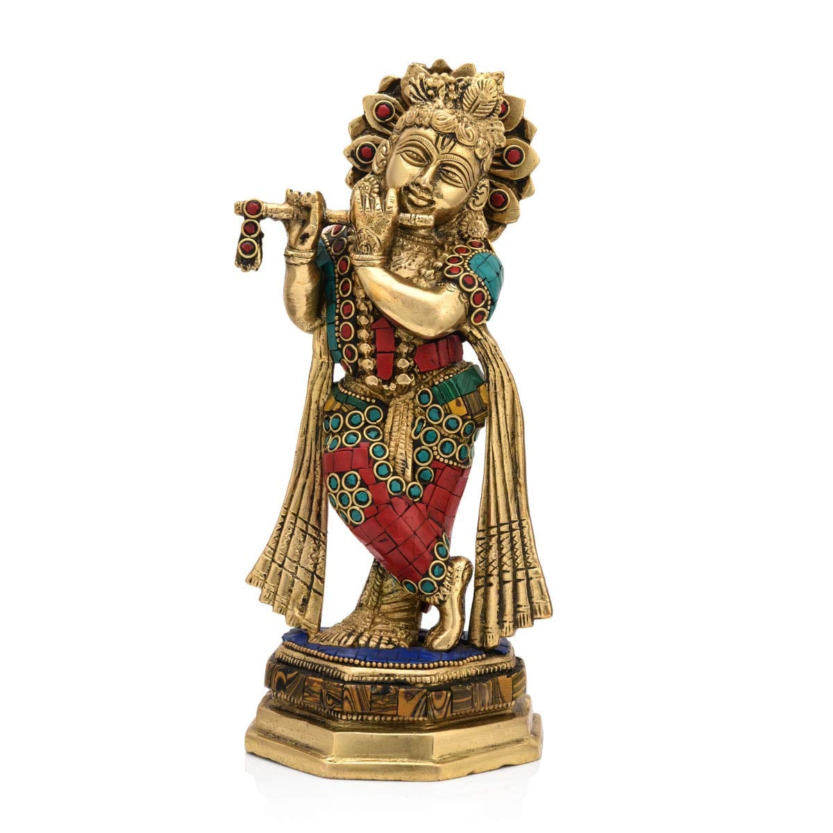 Flute Playing Krishna Statue Hindu God Religious Idol ...