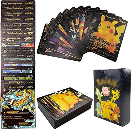 55 Pcs Black Foil Pokmon Cards - Rare Vmax GX V Series Set