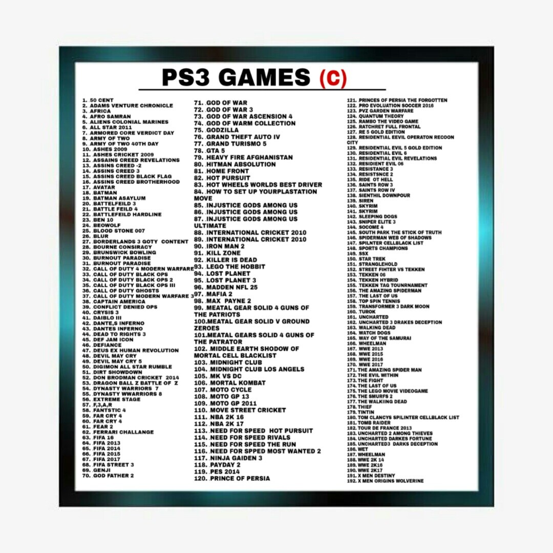 List of playstation 3 video games discount