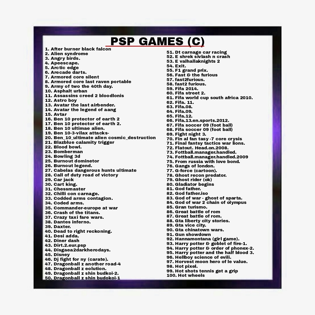 psp games list