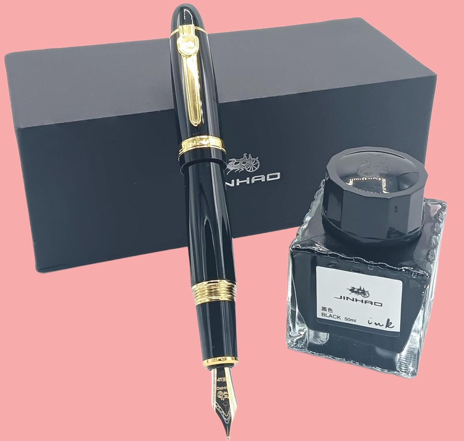 Jinhao 62 Wood Fountain Pen - Extra Fine Nib With Ink Converter, Maple & Walnut Options