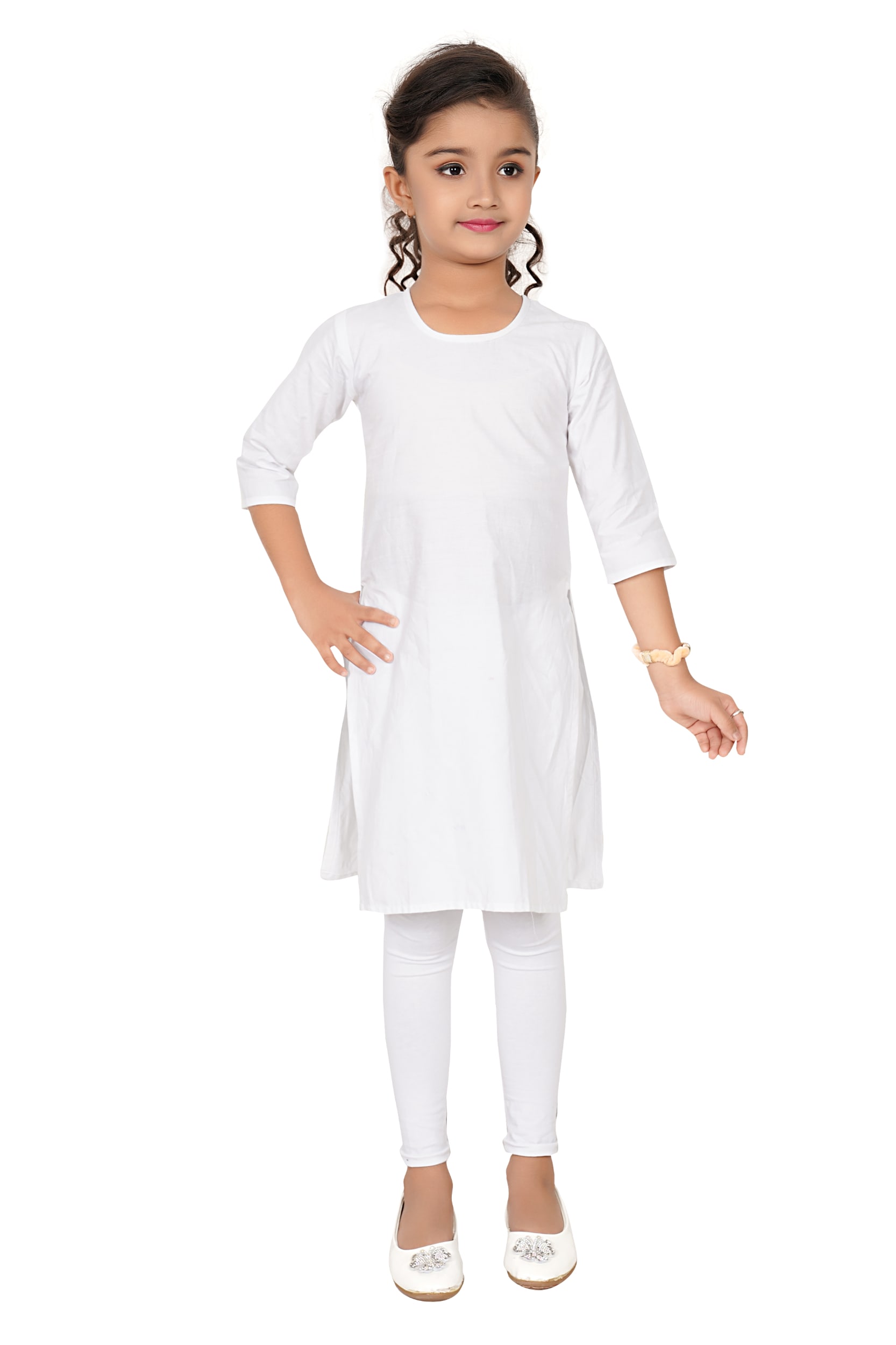 Buy Straight Cut White Cotton Indian Kurti Tunic Online for Women in USA