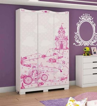 Mccindy Three Door Wardrobe In Baby Pink Colour Kid S Wardrobes